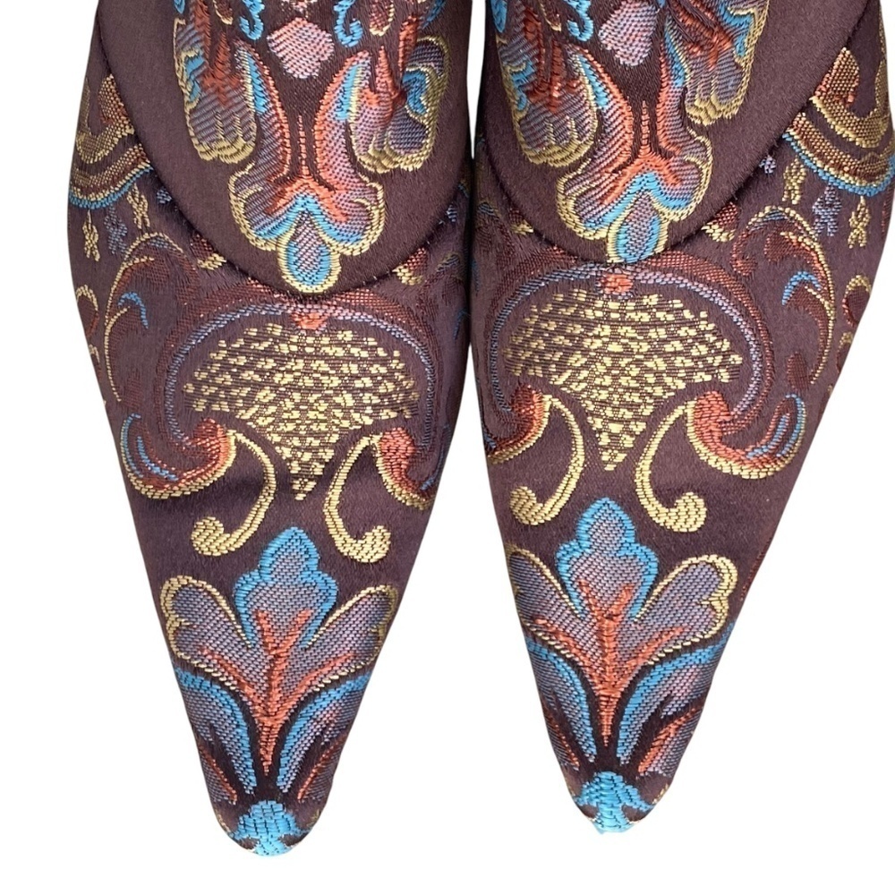 ROCKWELL THARP Signed Brocade Booties Chocolate Gold Turquoise Size 38 - Picture 11 of 11